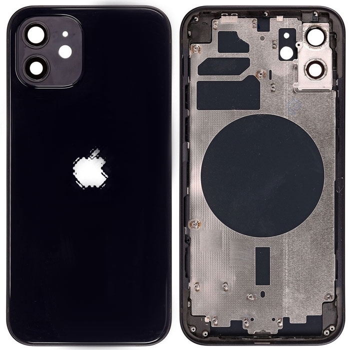 Πίσω Καπάκι με Πλαίσιο (housing) για Apple iPhone 12 - Χρώμα: Μαύρο