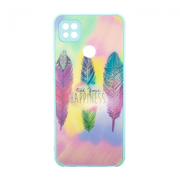 Θήκη Πλάτης Σιλικόνης για Xiaomi Redmi 9C - Χρώμα: Γαλάζιο με Φτέρα