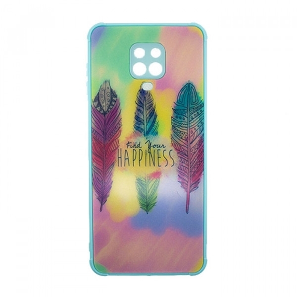 Θήκη Πλάτης Σιλικόνης για Xiaomi Redmi Note 9 Pro - Χρώμα: Γαλάζιο με Φτέρα