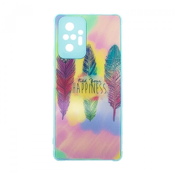 Θήκη Πλάτης Σιλικόνης για Xiaomi Redmi Note 10 Pro - Χρώμα: Γαλάζιο με Φτέρα