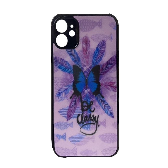 Θήκη Πλάτης Σιλικόνης για iPhone 11 - Χρώμα: Μωβ Με Πεταλούδα