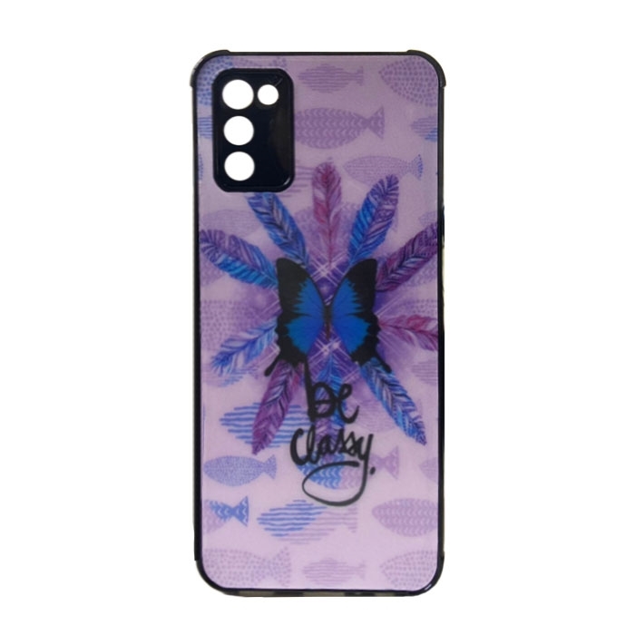 Θήκη Πλάτης Σιλικόνης για Samsung Galaxy A03s - Χρώμα: Μωβ με Πεταλούδα