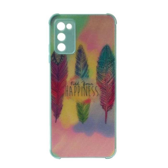 Θήκη Πλάτης Σιλικόνης για Samsung Galaxy A03s A037 - Χρώμα: Γαλάζιο με Φτέρα