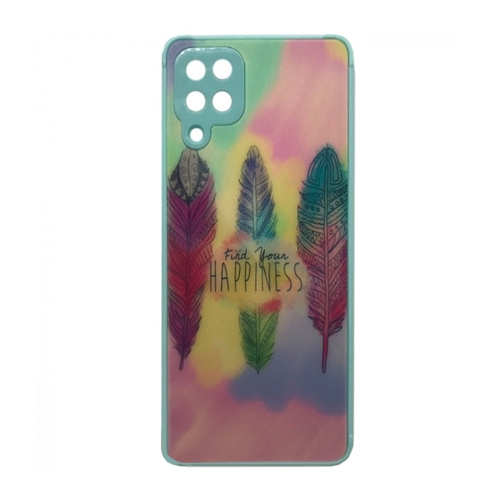 Θήκη Πλάτης Σιλικόνης για Samsung Galaxy A12 A125 - Χρώμα: Γαλάζιο με Φτέρα