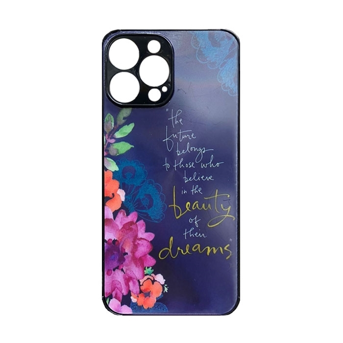 Θήκη Πλάτης Σιλικόνης για iPhone 13 pro max - Χρώμα: Ναυτικό Μπλε Με Λουλουδάκια