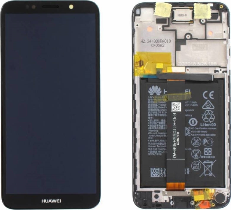 Γνήσια Οθόνη LCD με Μηχανισμό Αφής και Πλαίσιο με Μπαταρία για Huawei Y5 / Y5 Prime 2018 02352CQV/02351XHU - Χρώμα: Μαύρο