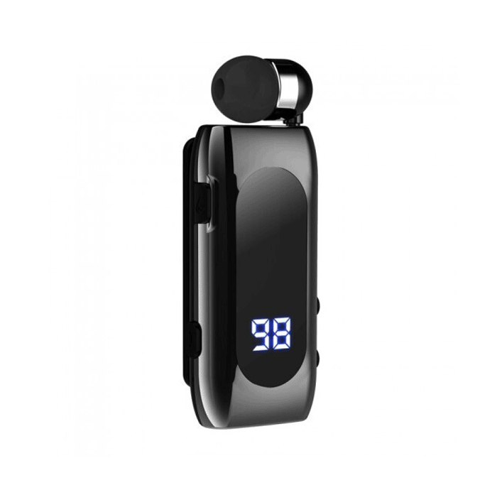 Bluetooth K55 Ακουστικό με Επεκτεινόμενο Καλώδιο Clip-On Retractable Headset - Χρώμα: Μαύρο