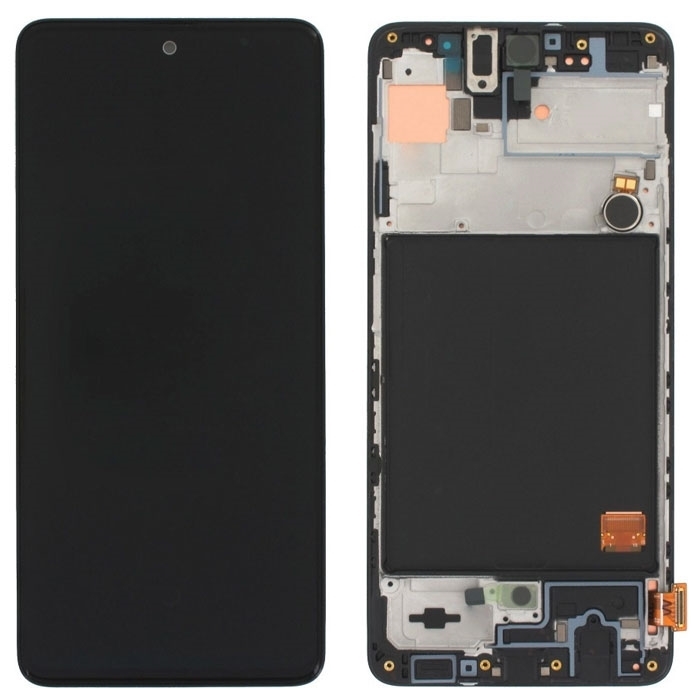 Incell Full HD Οθόνη LCD ( NO fingerprint ) με Μηχανισμό Αφής Assembly και Πλαίσιο για Samsung Galaxy A51 A515F - Χρώμα: Μαύρο