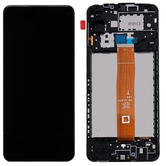 OEM Οθόνη LCD με Μηχανισμό Αφής και πλαίσιο για Samsung Galaxy A12 A125F - Χρώμα: Μαύρο