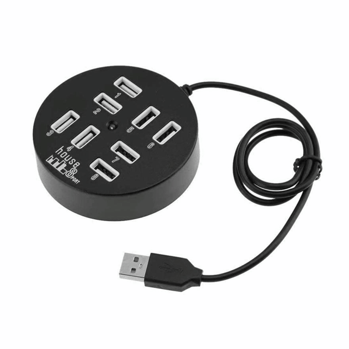 USB 2.0 Hub 8 Θυρών με σύνδεση USB-A 60cm - Χρώμα: Μαύρο