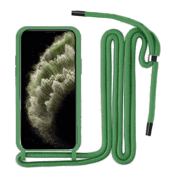 Θήκη Σιλικόνης με Λουράκι για Apple iPhone 13 - Χρώμα: Σκούρο Πράσινο