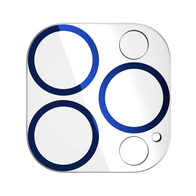 Lens Shield Full Camera Glass για Apple iPhone 12 / 12 Mini - Χρώμα: Διάφανο Με Πλαίσιο Μπλε