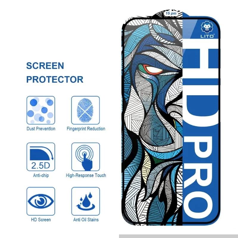 Lito Προστασία Οθόνης Full Glass Full Glue HD Pro Tempered Glass για Apple iPhone 16 - Χρώμα: Μαύρο