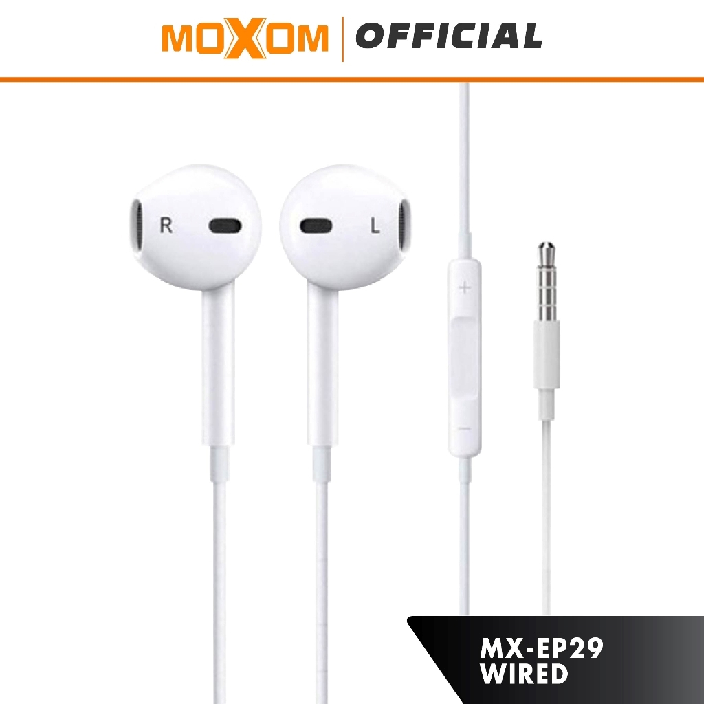 Moxom MX-EP29 Jack 3.5mm Wired In Ear Earphone With Microphone - White