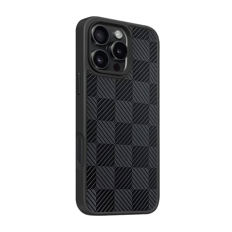 PIBLUE PL93 Θήκη τηλεφώνου Skin Like Matte Check Anti Fall Nonstick Fingerprint Για Apple iPhone 16 Pro - Σκουρο Γκρι