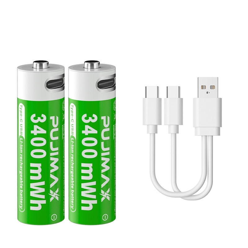 Επαναφορτιζόμενη μπαταρία PUJIMAX Type-C 1,5 V AA Li-ion -4255mWh (2 τεμάχια)