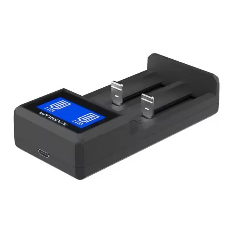 PUJIMAX PL-204 3.7V Φορτιστής Επαναφορτιζόμενων Μπαταριών 1200 mA HD-8991B με Οθόνη Ένδειξης Επιπέδου Φόρτισης : Μαυρο