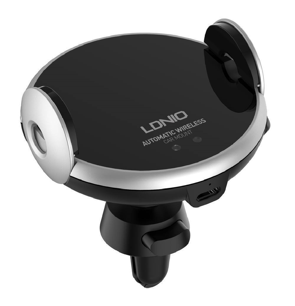 LDNIO MA02 15W Βάση Κινητού αυτοκινήτου με Ρυθμιζόμενα Άγκιστρα και Ασύρματη Φόρτιση Μαύρη