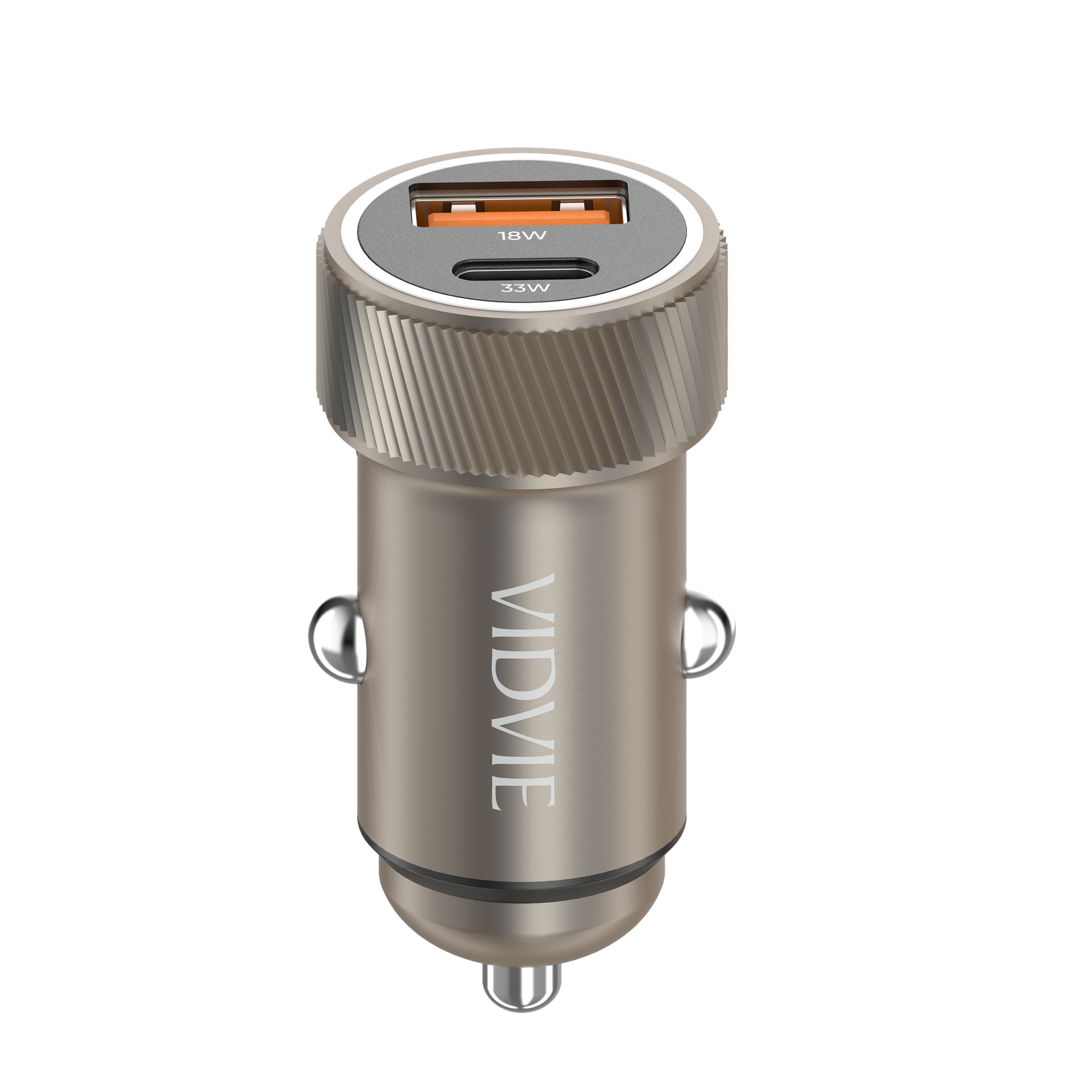 Vidvie CC542 Φορτιστής Αυτοκινήτου με 18W Θύρα USB-A Και 30W 2x Θύρες USB Type-C με 27W καλώδιο Type-C Σε Lightning - Χρυσό