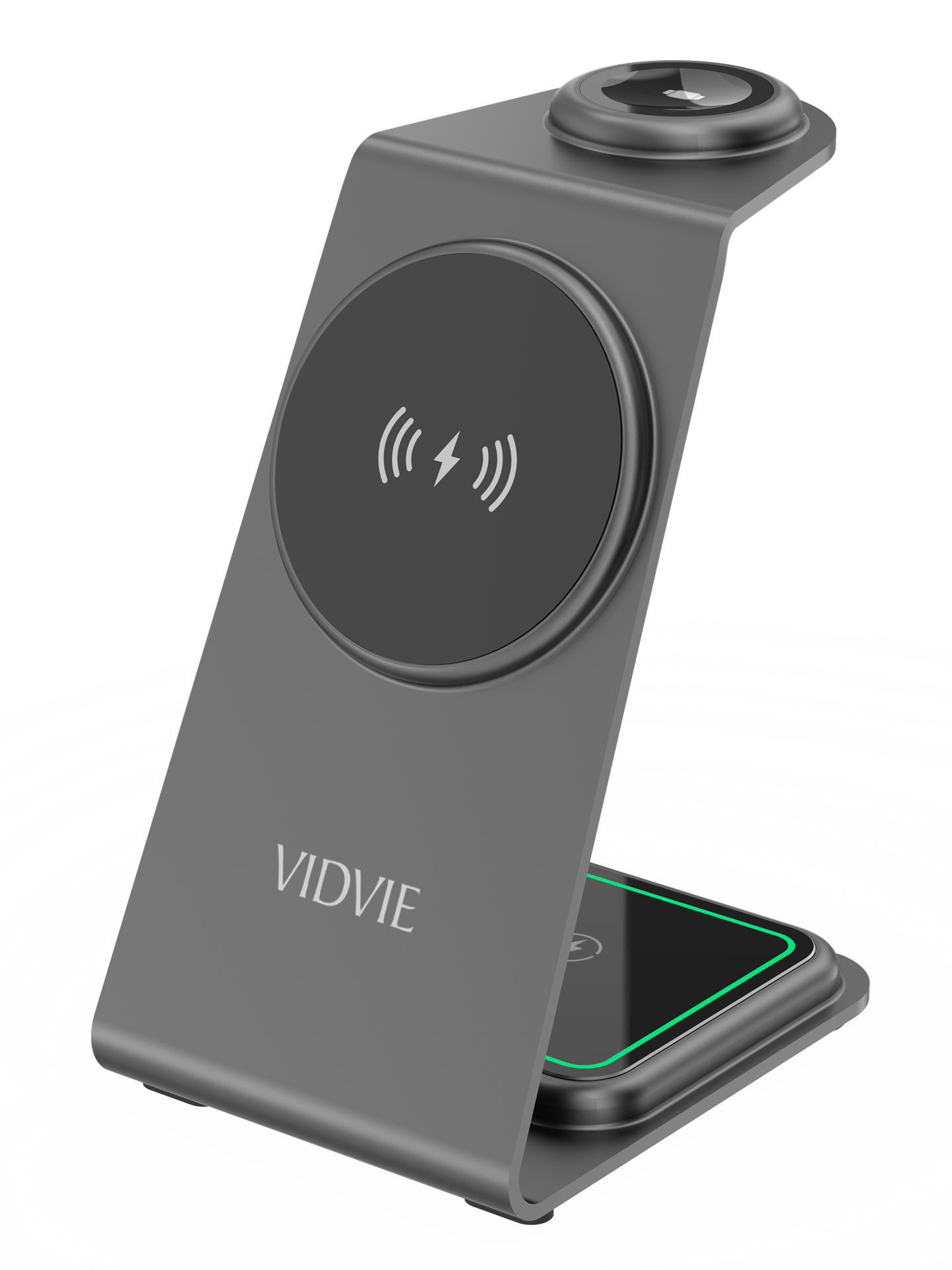 Vidvie WLC1414 15W Στάντζα Aσύρματος φορτιστής 3 σε 1 και Καλώδιο USB-C - Μαύρο