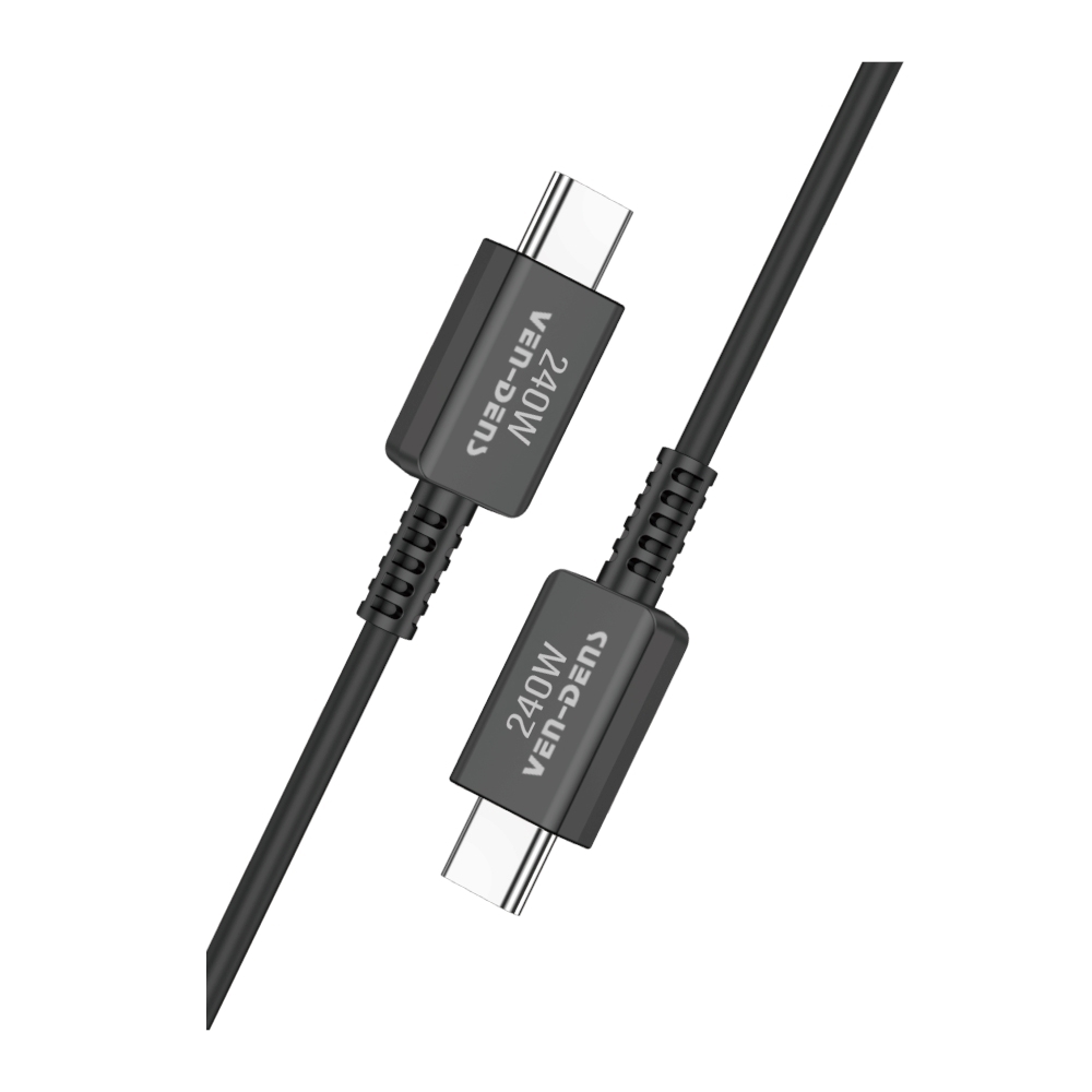 VEN-DENS VD-DCB02 Type-C έως Type-C 240W Super-Fast καλώδιο συγχρονισμού και φόρτισης δεδομένων, 1.8m - Μάυρο