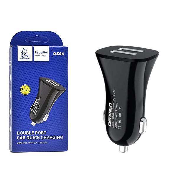 Vdenmenv DZ06 15W Φορτιστής αυτοκινήτου με 2X Θύρα USB-A Γρήγορη φόρτιση QC3.0 - Μάυρο