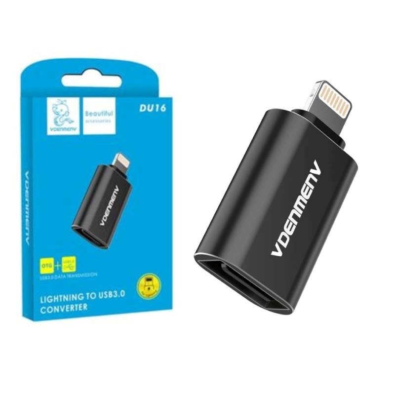 Vdenmenv DU16 Μετατροπέας Lightning Male σε USB 3.0 Female - Μάυρο