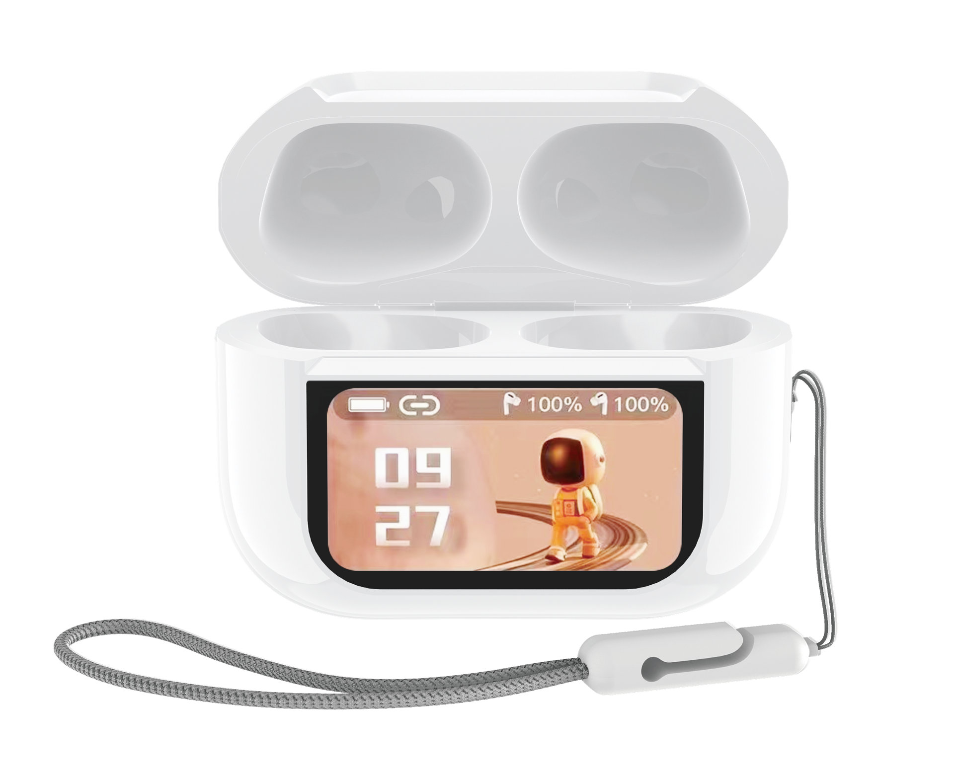 TUQIN QW20 Airpods Pro με Οθόνη Ασύρματα TWS Ακουστικά με Θήκη Φόρτισης - Λευκά