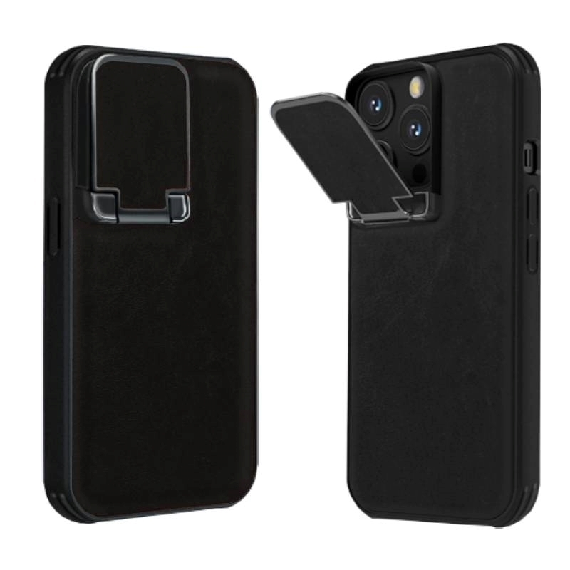 PIBLUE PL70 Business leather anti-fall clamshell lens phone case For Apple iPhone 16 Pro Max - Χρώμα: Μάυρο