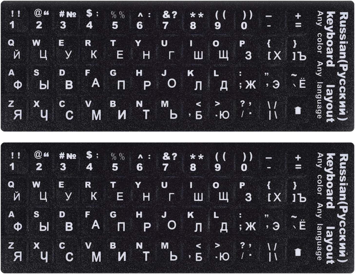 Russian Keyboard Stickers/Ρωσικά αυτοκόλλητα πληκτρολογίου,ρωσικών-αγγλικών γραμμάτων πληκτρολογίου Λευκή γραμματοσειρά μαύρο φόντο