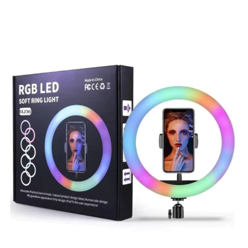 MJ-36 36cm RGB Ring light led με τρίποδο δαπέδου βάση για κινητό 14" Inches