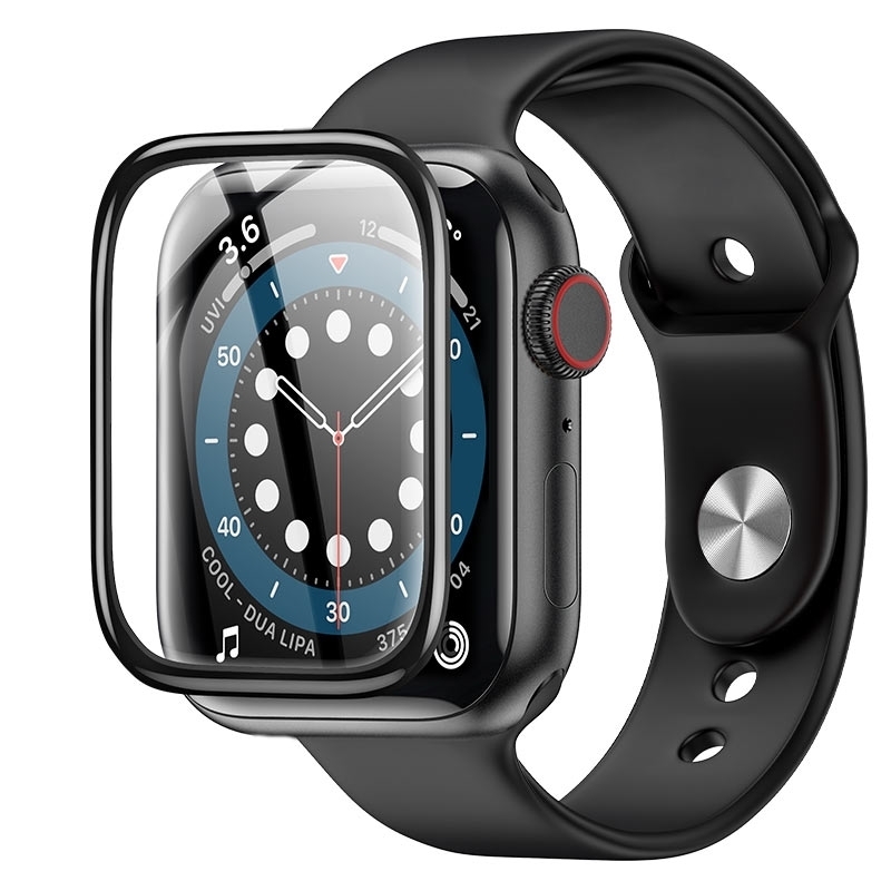 Προστασία Οθόνης Ρολογιού Apple Watch Series 10 46mm Full Glue Tempered Glass - Χρώμα: Μαύρο