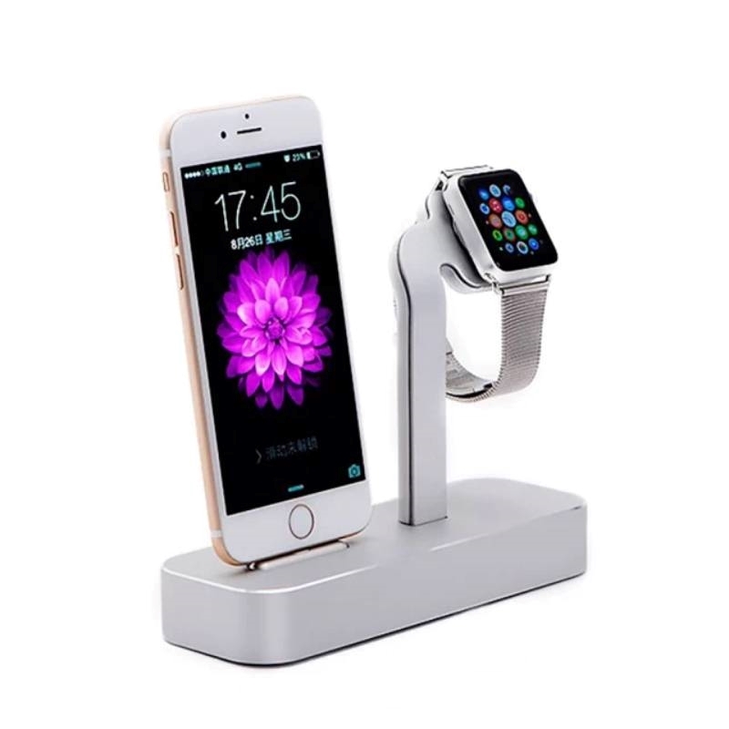 COTECi CS2095-TS Βάση Base5 2 σε 1 για iPhone / Apple Watch - Ασημί