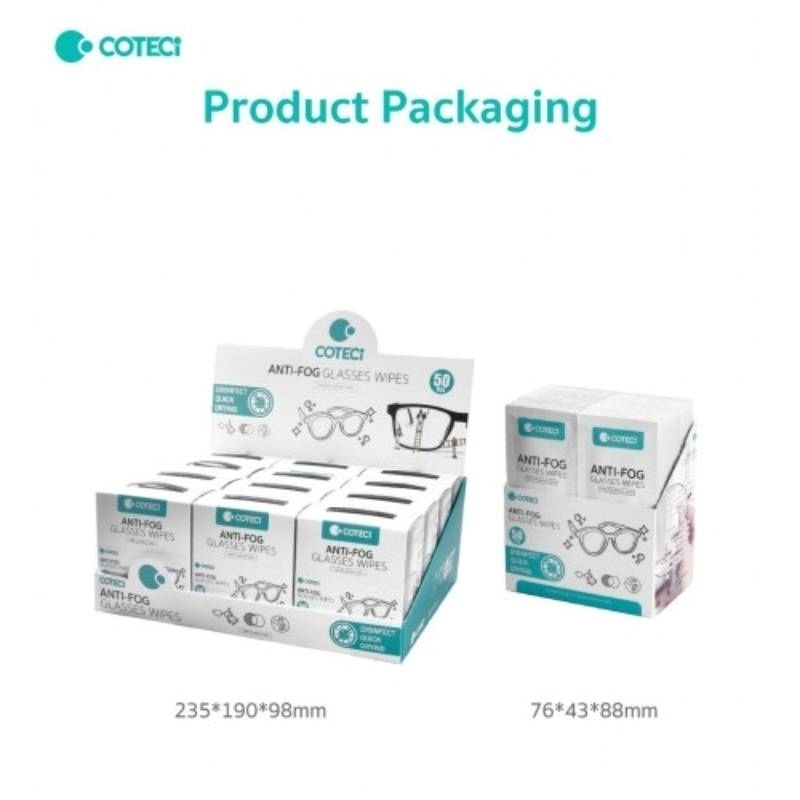 COTECi TR-018 Μαντηλάκια καθαρισμού Glasses κατά της ομίχλης (50 τεμάχια/κουτί)
