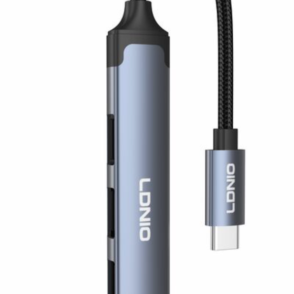 LDNIO DS-104C Hub Adapter Type-C to 3x USB 2.0,1x 3.5mm Audio μετάδοση δεδομένων και φόρτιση κινητού τηλεφώνου