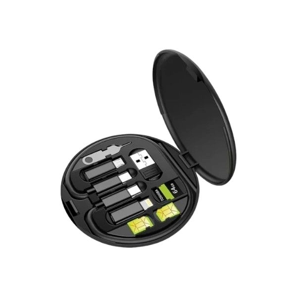 Yesplus YS-844 High Quality Multifunctional Fast Charging Data Cable Box - Black