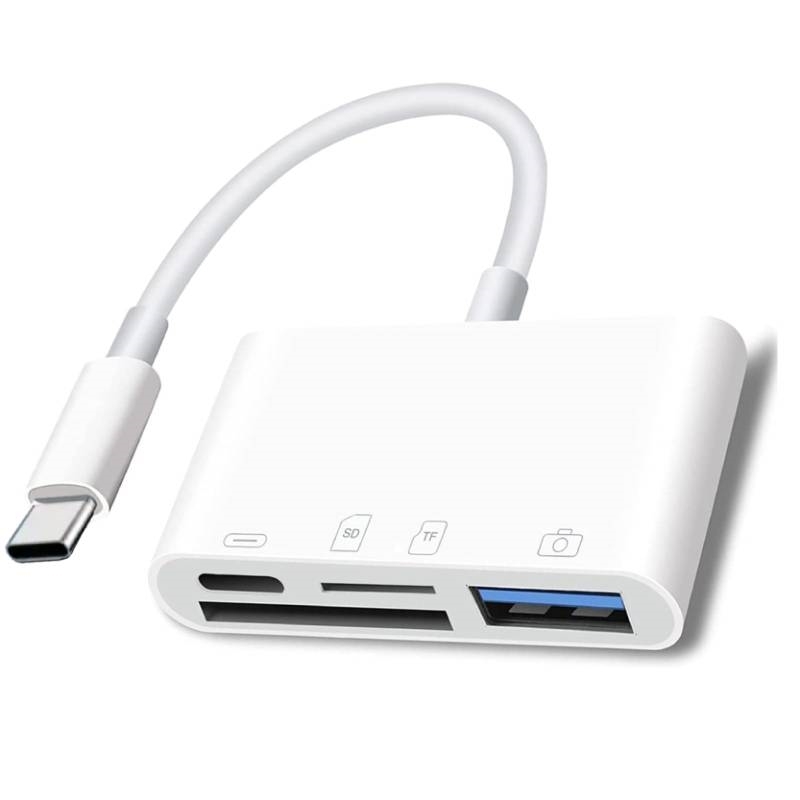 Yesplus YS-1418 Προσαρμογέας OTG Adapter Type-C 4 σε 1 - Λευκό