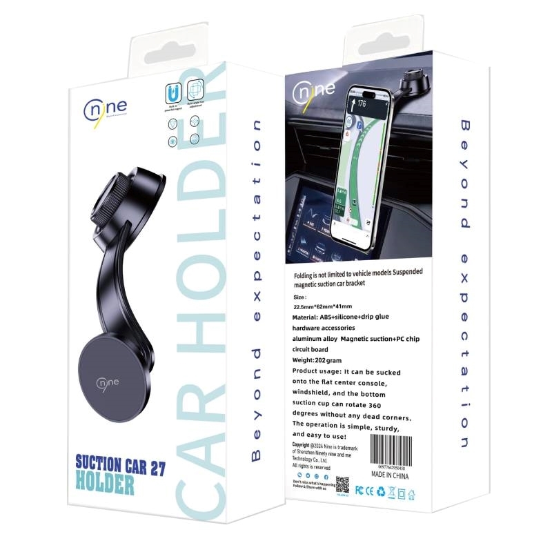 Nine Suction Car Holder 27 βάση κινητού για το ταμπλό αυτοκινήτου Βάση βεντούζας - Μαύρο