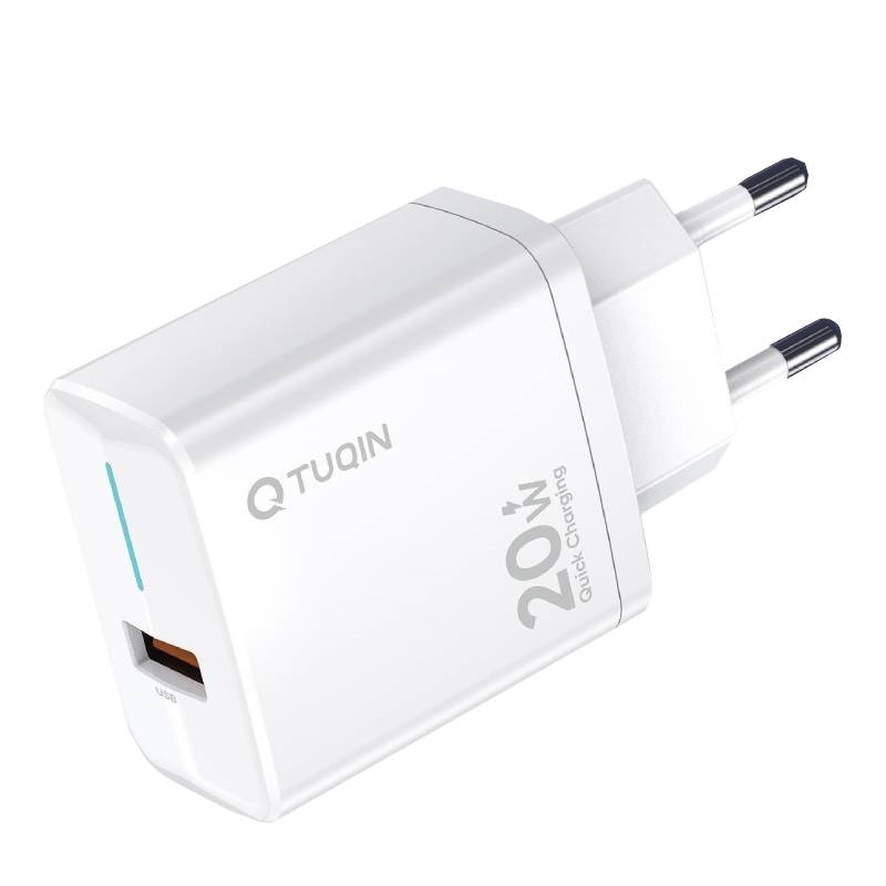 Tuqin QE40 Φορτιστής με 20W Γρήγορη Φόρτιση με Καλώδιο USB-A Σε Type-C - Λευκό
