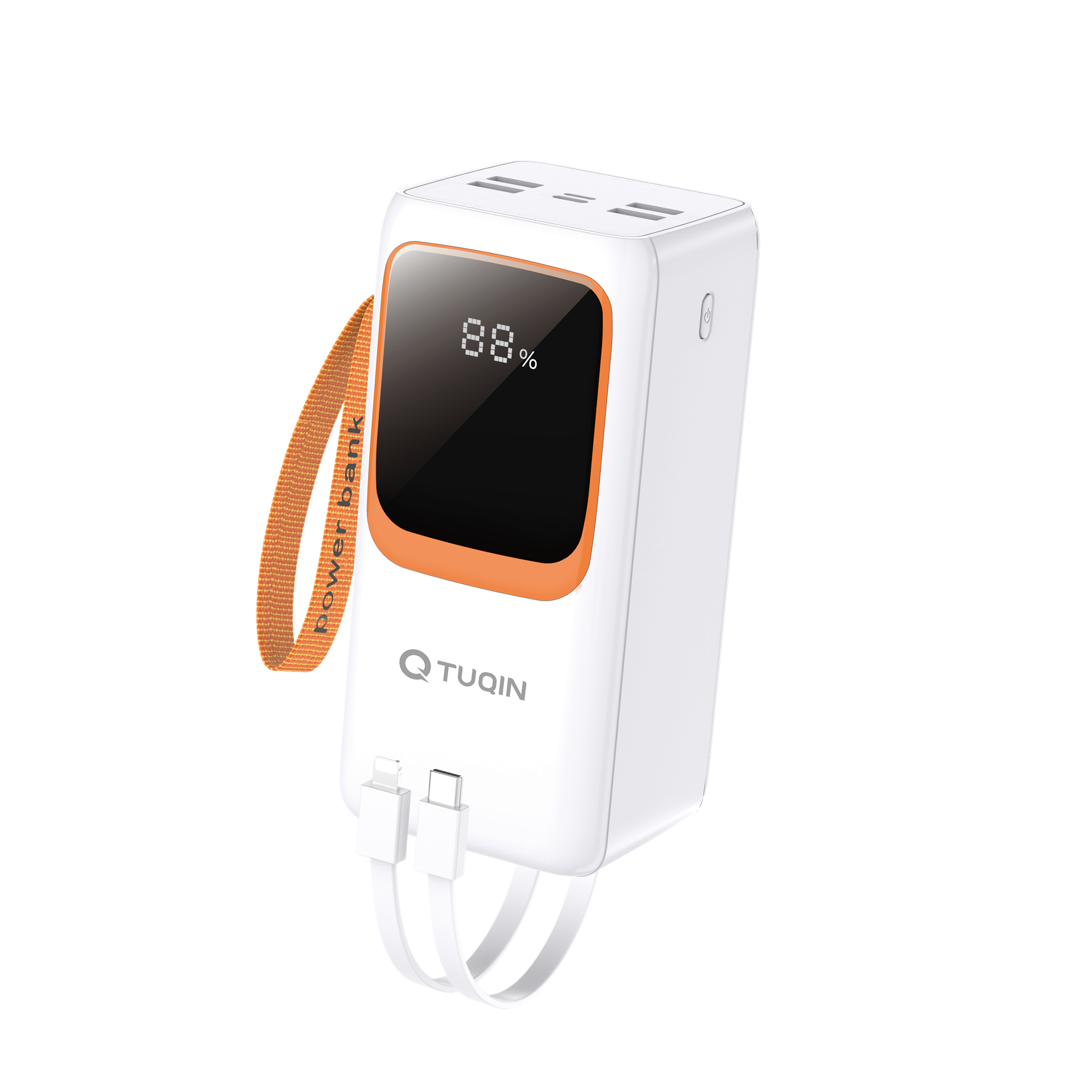 TUQIN QP41 Power Bank 45000 mAh με Γρήγορη Φόρτιση με 2 καλωδια Type-C Και Lightning - Λέυκο