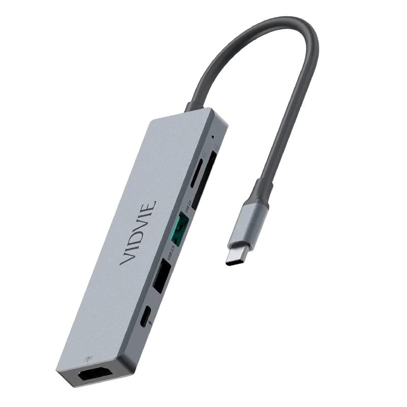 VIDVIE 6IN1 USB-C Docking Station με HDMI 4K PD 100W και SD/TF Ασημί (HUB03)