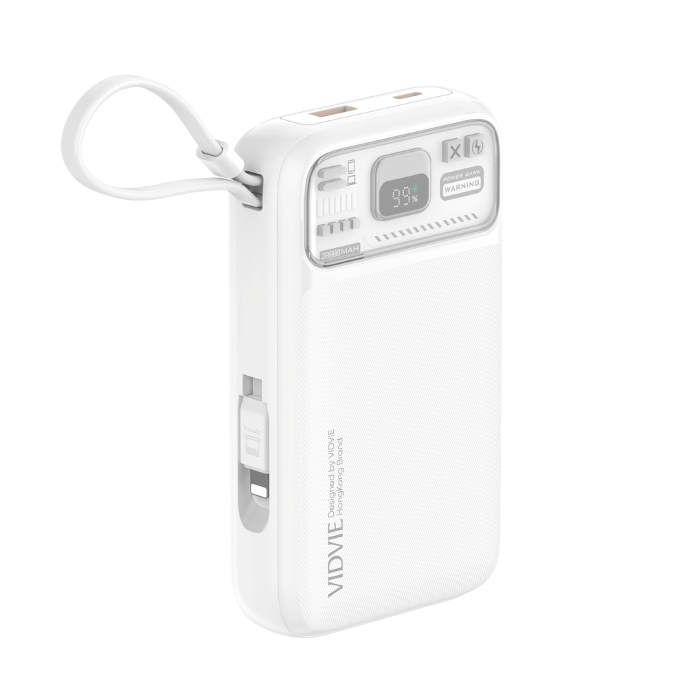 Vidvie PB7004 Power Bank 10000 mAh 20W Μαγνητική Ασύρματα / Ενσύρματα φόρτισης με 22,5W Καλωδιο Type-C Και Lightning - Λέυκο