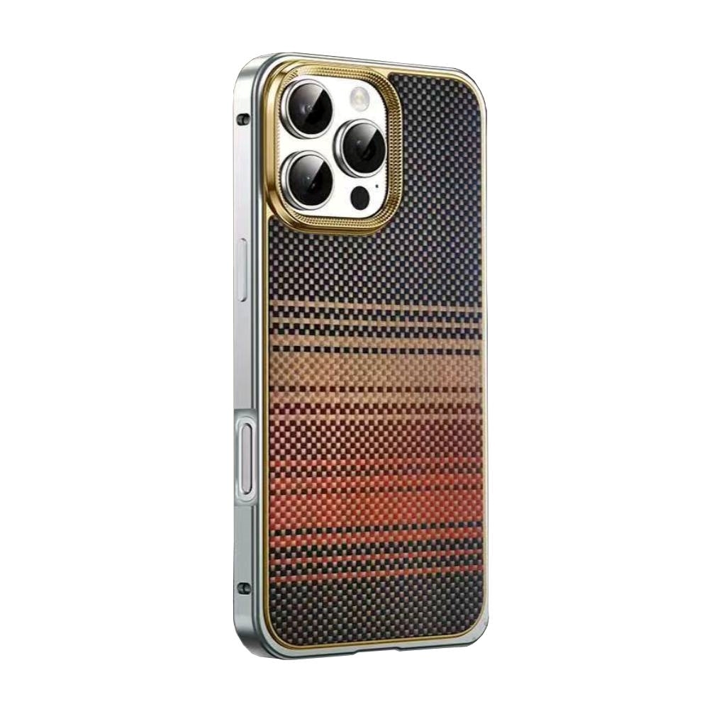 Θήκη κινητού Kevlar Carbon Fiber Με Μεταλλικό πλαίσιο Για Apple iPhone 13 - Κόκκινο