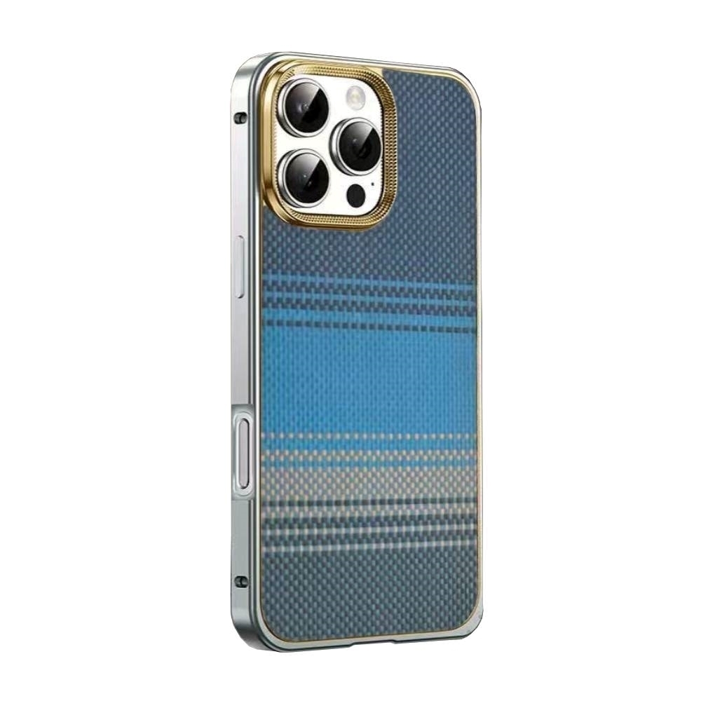 Θήκη κινητού Kevlar Carbon Fiber Με Μεταλλικό πλαίσιο Για Apple iPhone 14 Pro - Μπλε