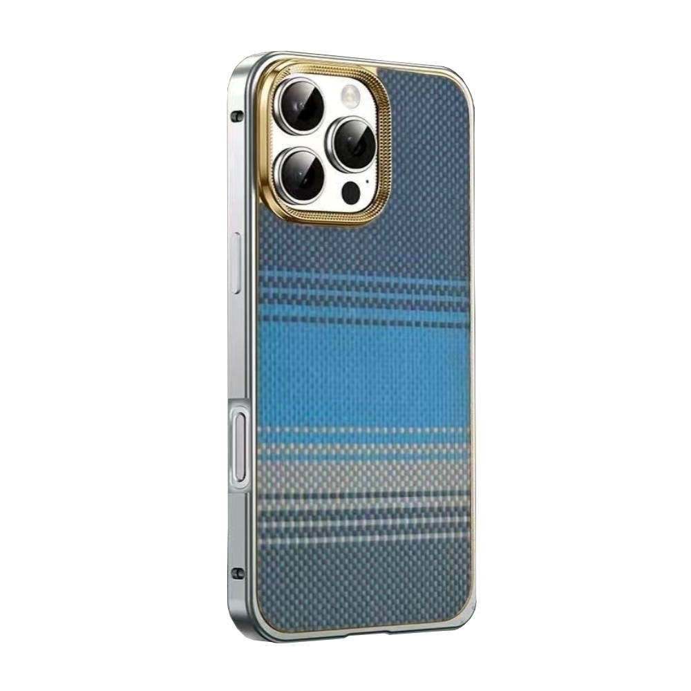 Θήκη κινητού Kevlar Carbon Fiber Με Μεταλλικό πλαίσιο Για Apple iPhone 16 Pro Max - Μπλε