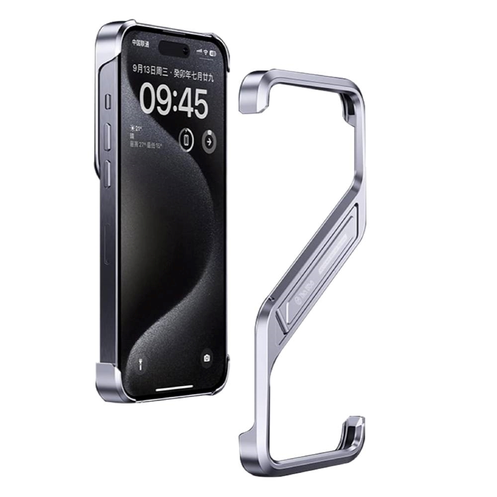 Θήκη κινητού Λεπτός Πλαισίου Titanium Bezel-Less Drop-Proof με κρυφή βάση Για Apple iPhone 13 Pro Max - Ασήμι
