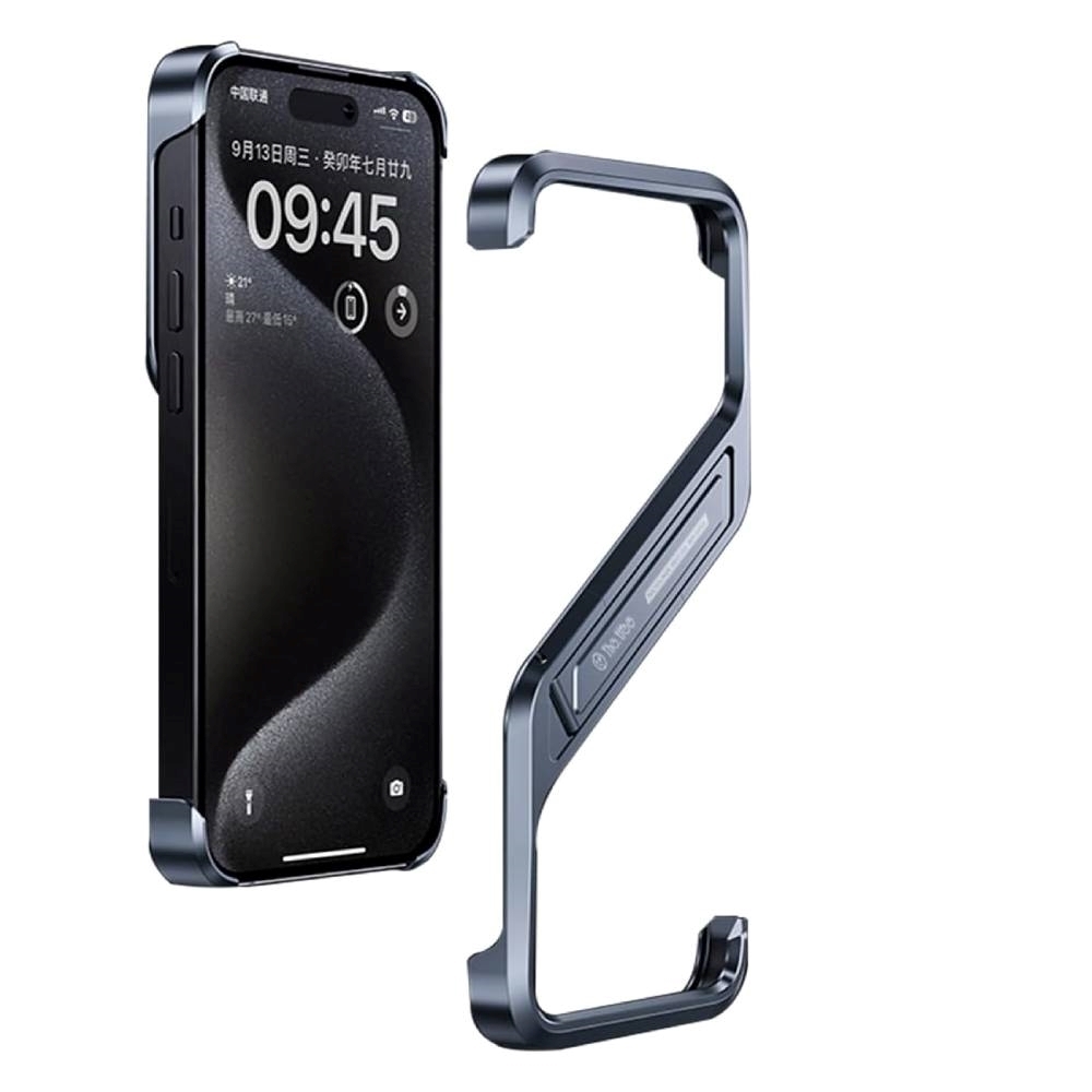 Θήκη κινητού Λεπτός Πλαισίου Titanium Bezel-Less Drop-Proof με κρυφή βάση Για Apple iPhone 16 Pro Max - Μαύρο