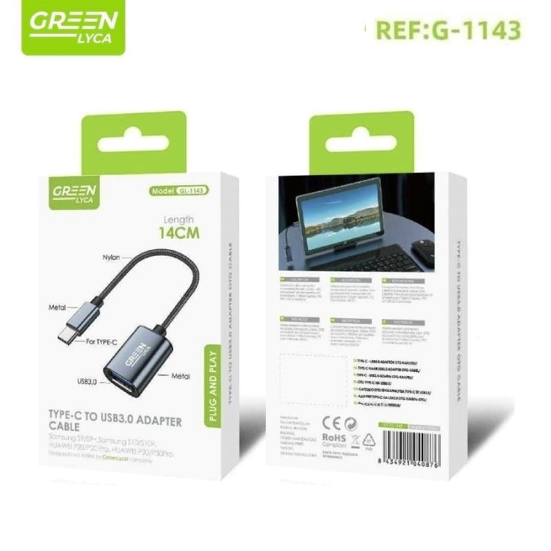 Green-Lyca GL-1143 Καλώδιο προσαρμογέα Type-C σε USB 3.0. Lenght 14cm