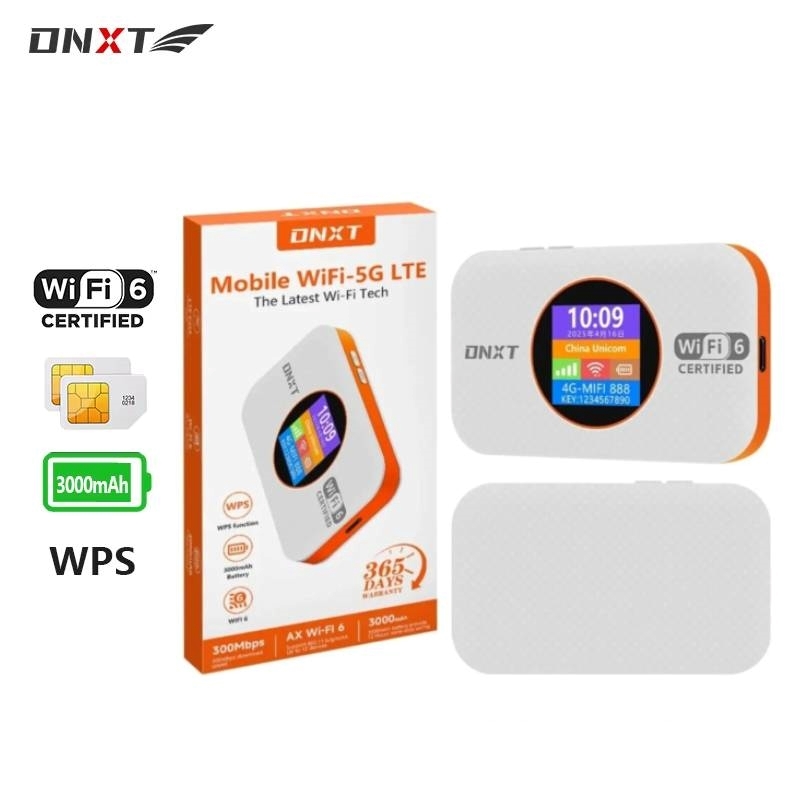 DNXT MF967 Pocket WiFi 6 4G LTE Portable Wireless Router With 3000 mAh Battery - White