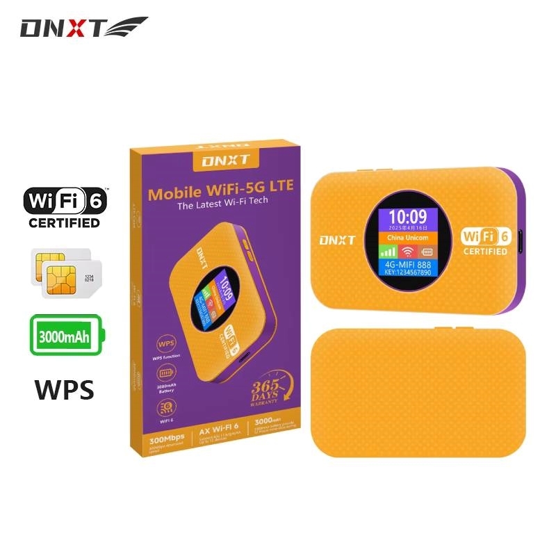 DNXT MF967 Pocket WiFi 6 4G LTE Portable Wireless Router With 3000 mAh Battery - Orange